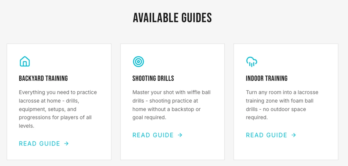 People's Lacrosse Guides showing available guide cards